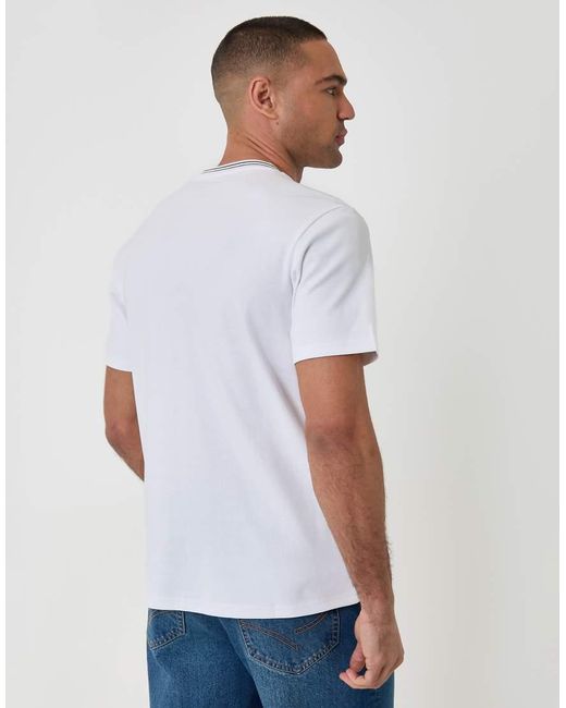 Threadbare White Cotton Crew Neck Script T-Shirt for men