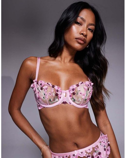 Boux Avenue Evelyn Sheer 3D Embroidered Balconette Bra