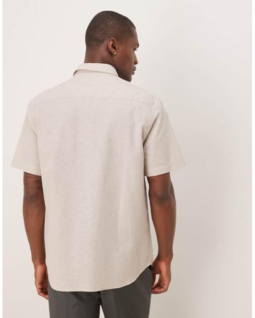 Camisa De Vestir De Corte Estándar De Mezcla De Lino De -Neutro ASOS de hombre de color Natural