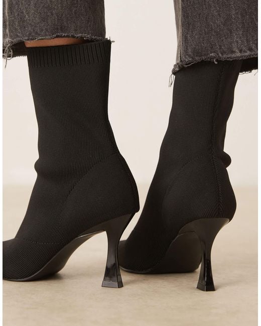 ASOS Natural Wide Fit Reagan Chisel Toe Sock Boots