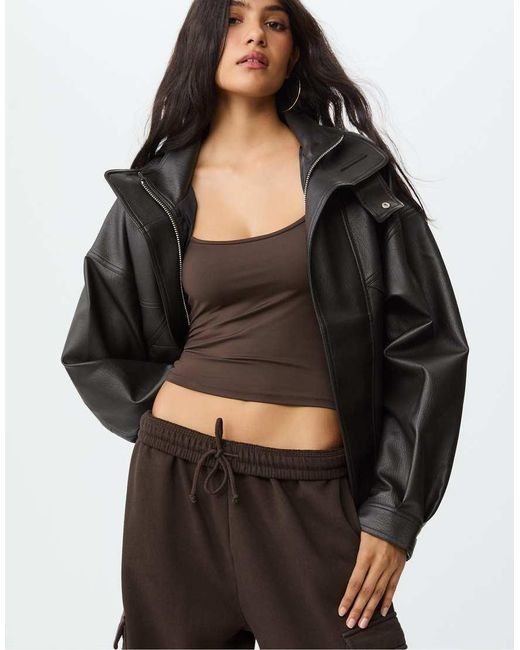 Stradivarius Brown Strappy Polyamide Top