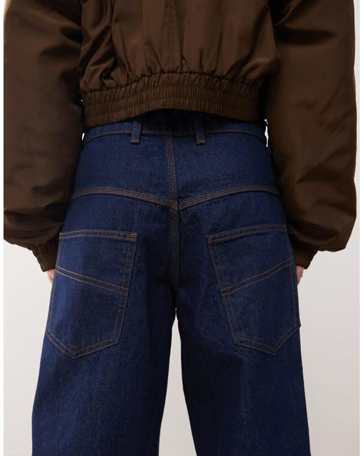 Collusion Blue X002 baggy Jeans With Turn Up