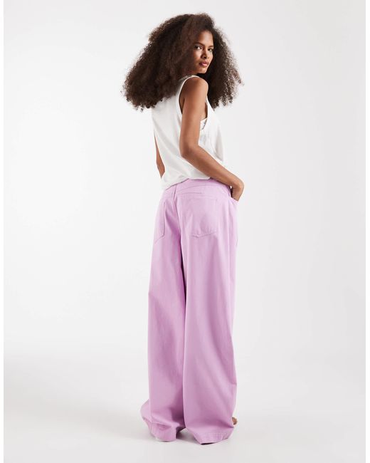 ASOS Pink Barrel Pants With Washed Effect