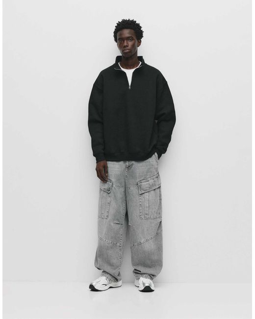 Pull&Bear – basic-sweatshirt in Gray für Herren