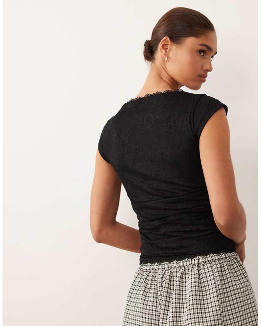 Abercrombie & Fitch Black Lace Sweetheart Neck Top With Built