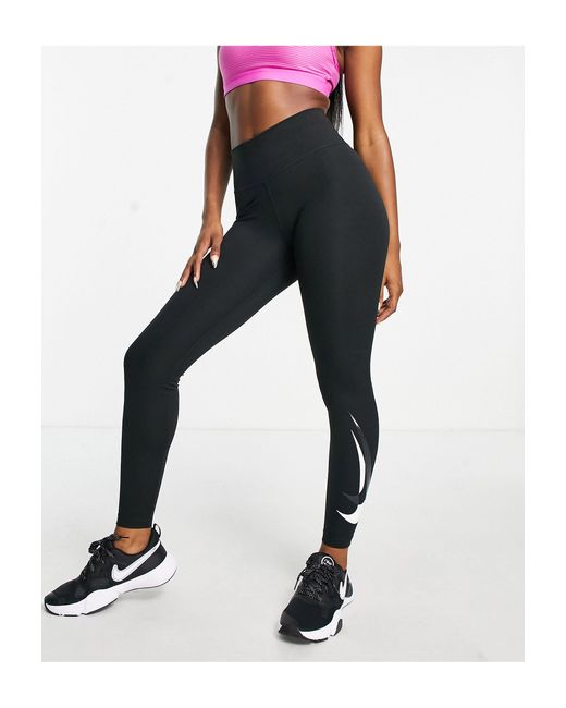 Nike Dri-fit Swoosh Run 7/8 leggings in Black