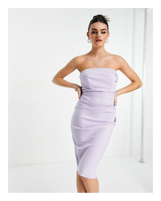 River Island Synthetik Tragerloses Bodycon Midikleid In Lila Lyst