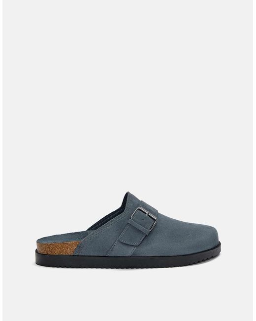 Pull&Bear – leder-clogs in Blue für Herren