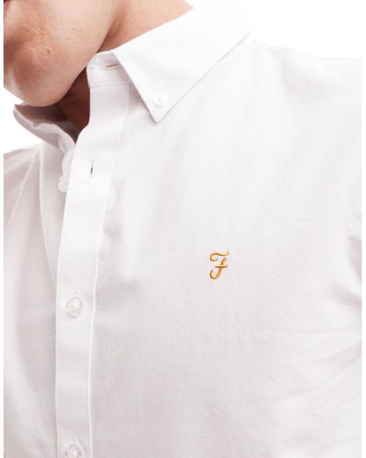 Brewer - camicia bianca a maniche corte di Farah in White da Uomo