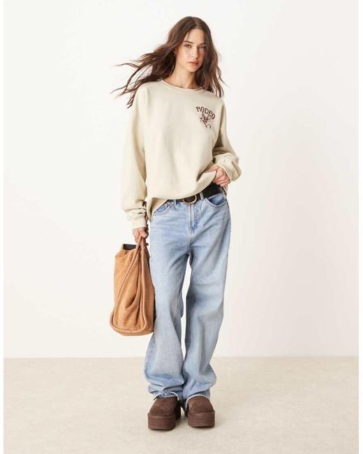 Miss Selfridge Natural Rodeo Oversized Sweatshirt