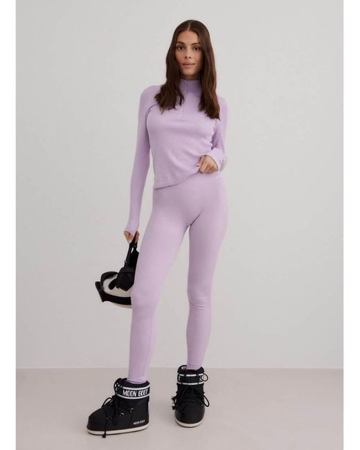 Aim'n Purple Pale Ribbed Wool Leggings