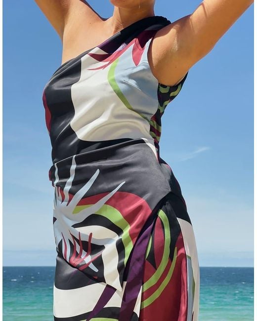 NA-KD Blue X Audrey Afonso One Shoulder Printed Top