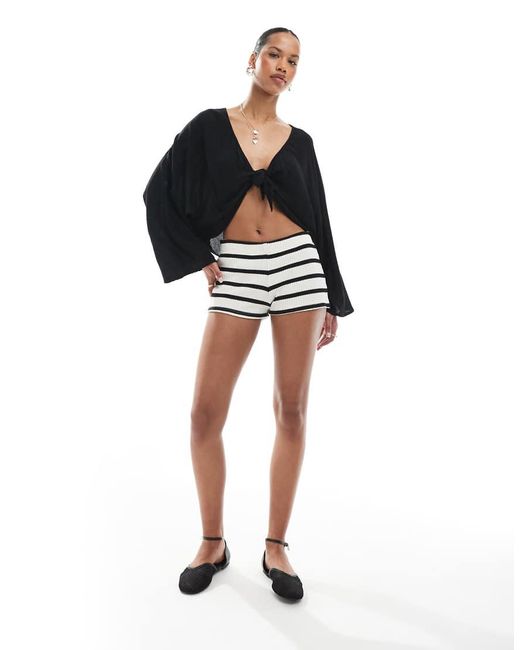ONLY Black Textured Tie Front Floaty Top
