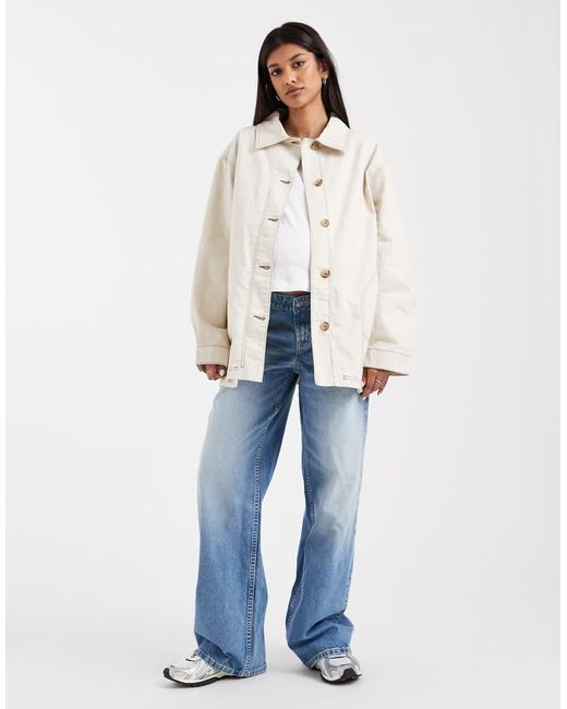 ASOS White Asos Design Maternity Oversized Cotton Harrington Jacket