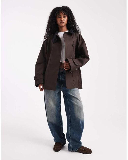 ARKET Brown Waxed Cotton Trench Jacket