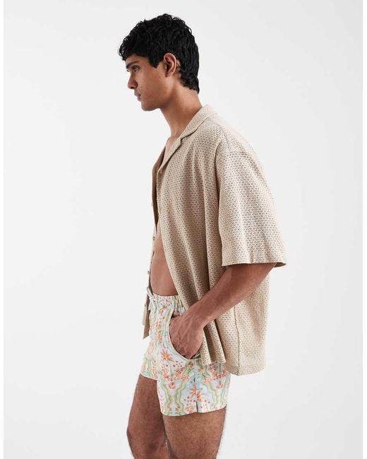 Aray Natural Palm Print Swim Shorts for men