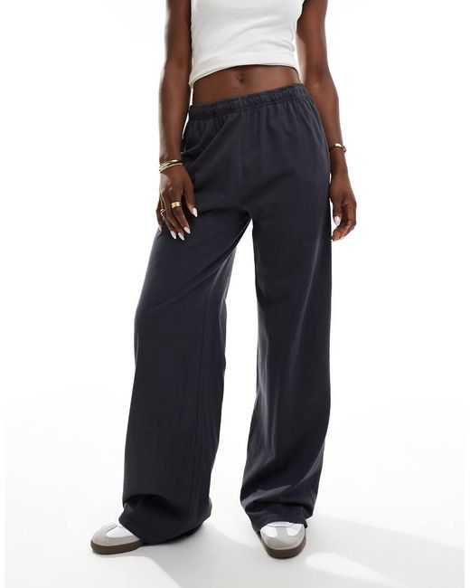 Bershka Black Pull On Wide Leg Joggers
