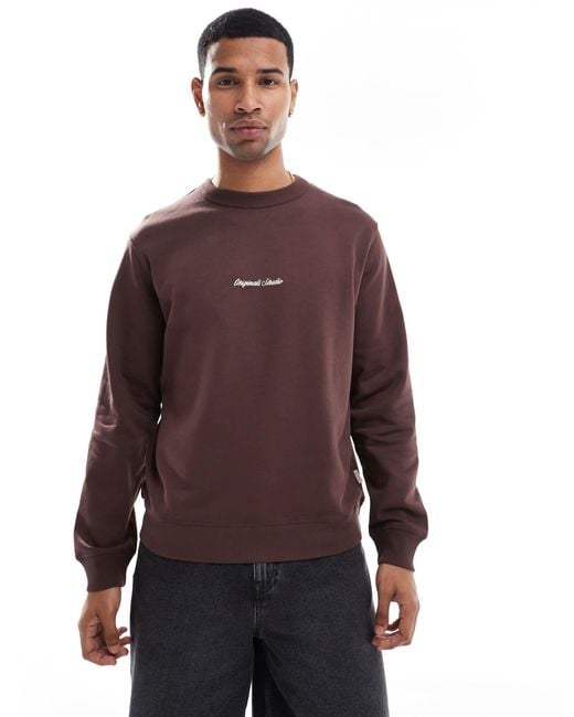 Jack & Jones Purple Oversized Sweatshirt With Embroidered Logo for men