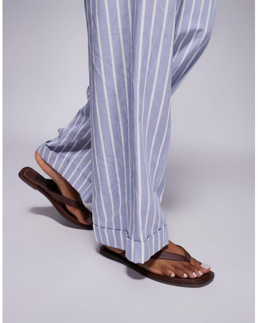 River Island Purple Leather Toe Thong Flat Sandal