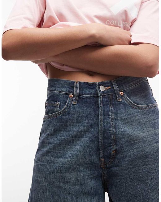 Weekday Blue Astro Unisex Low Rise baggy Fit Jorts