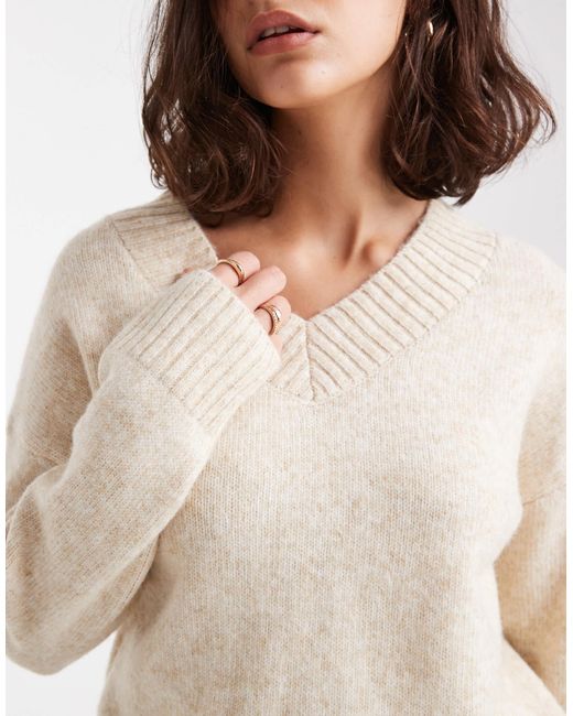 Brave Soul Natural V-Neck Soft Touch Jumper