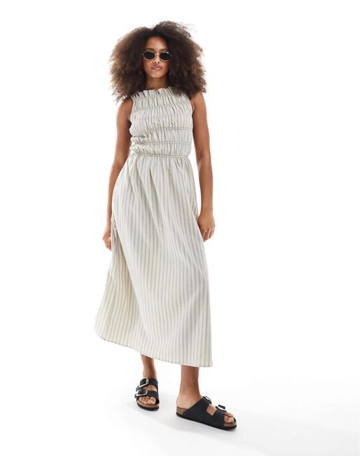 Daisy Street White Gingham Maxi Dress With Shirred Bodice