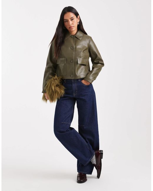 New Look Natural Pu Patch Pocket Jacket
