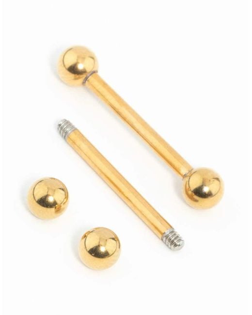 Lovisa Metallic Plated Surgical Steel Plain Ball Nipple Bars 2-Pack