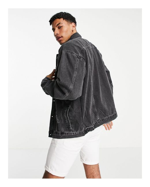 New Look Oversized Denim Jacket in Grey 