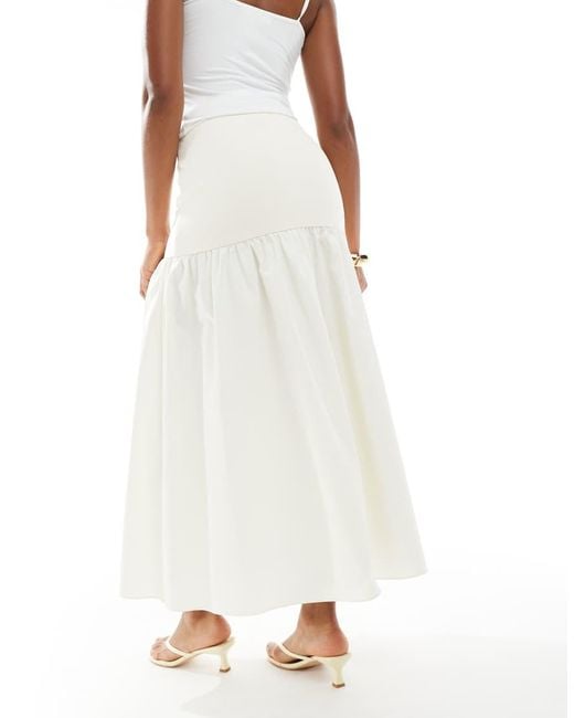 NARRATED White Dropped Waist Maxi Skirt