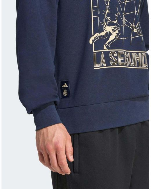 Adidas Originals Blue Real Madrid Heritage Crew Sweat for men