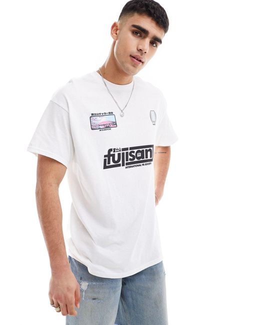 T-shirt oversize avec imprimé sportif sur le devant - blanc ASOS pour homme en coloris White