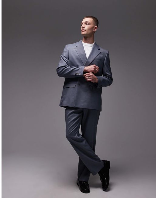 Topman Blue Relaxed Suit Jacket for men
