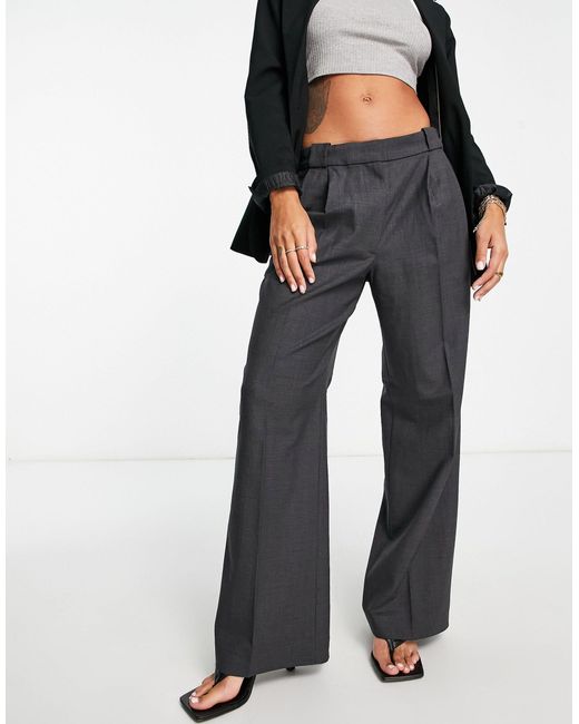 & other stories wide leg trousers in green check
