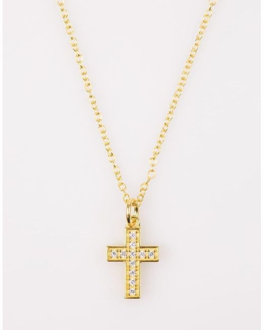 Lovisa Natural Plated Sterling Cubic Zirconia Cross Necklace