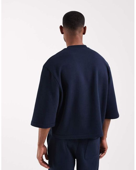 ASOS Blue Relaxed Short Sleeve Sweatshirt for men