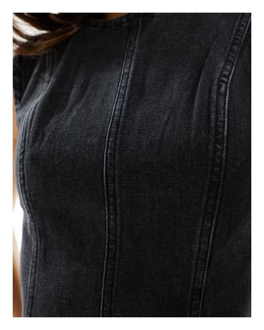 Robe mi-longue en jean - délavé Abercrombie & Fitch en coloris Black