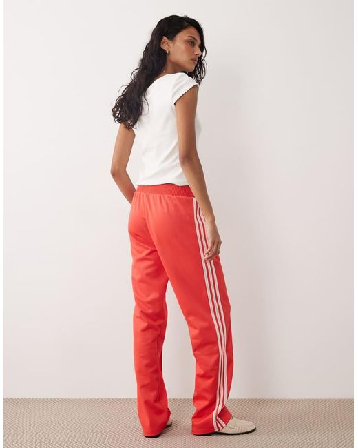 Adidas Originals Red Firebird Track Pants With Knitted Crochet Details