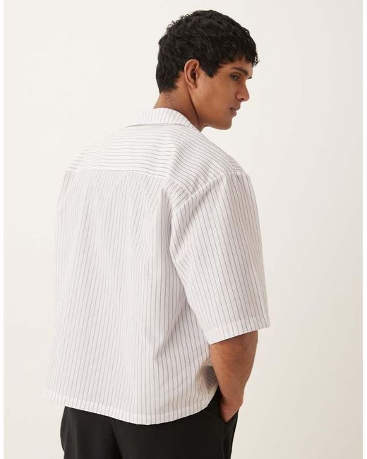 ASOS Oversized Krijtstreep Overhemd Met Wikkeldetails in het White voor heren
