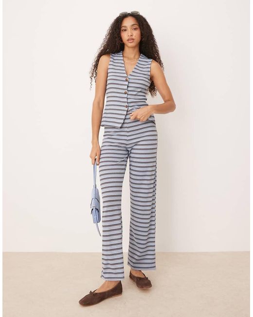 ASOS Gestreepte Broek Met Wijde Pijpen in het Multicolor