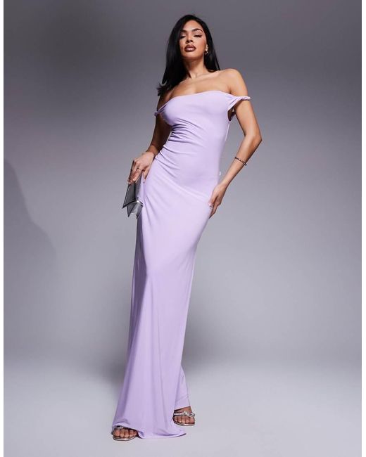 ASOS Maxi Jurk Met Gedraaide Schouderbandjes En Veters Aan De Achterkant in het Purple