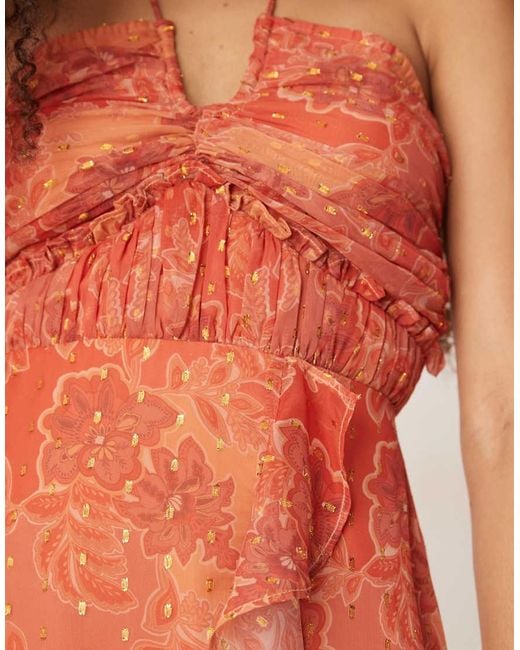 ANAYA Pink Halter Neck Floral Print Midaxi Dress