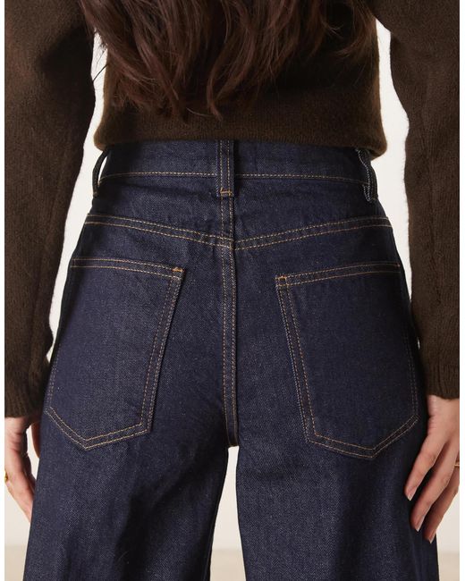 ASOS Blue Wide Leg Jeans With Crease Front And Belt