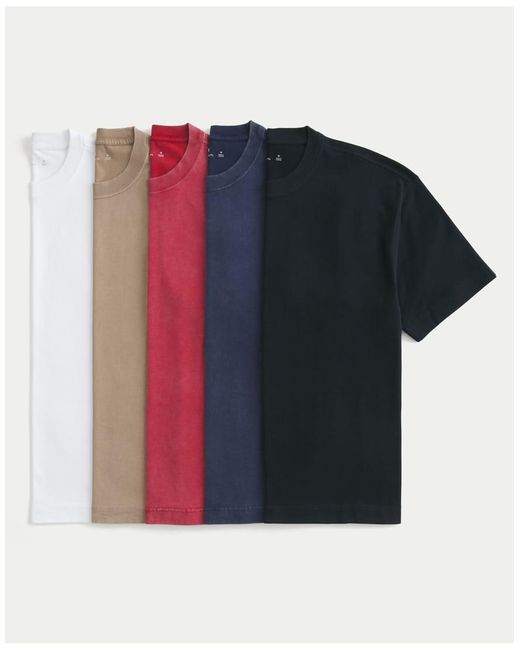 Hollister Blue Boxy Heavyweight Crew T-Shirt 5-Pack for men