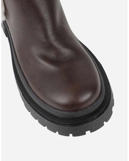 SIMMI Black Earhart Faux Fur Detail Chunky Boots