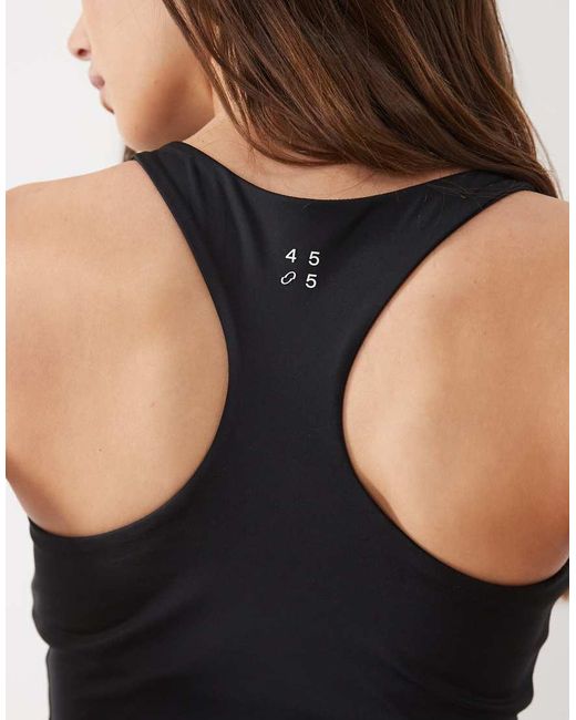 4505 Black Fuller Bust Active V-Neck Racer Back Vest With Inner Bra