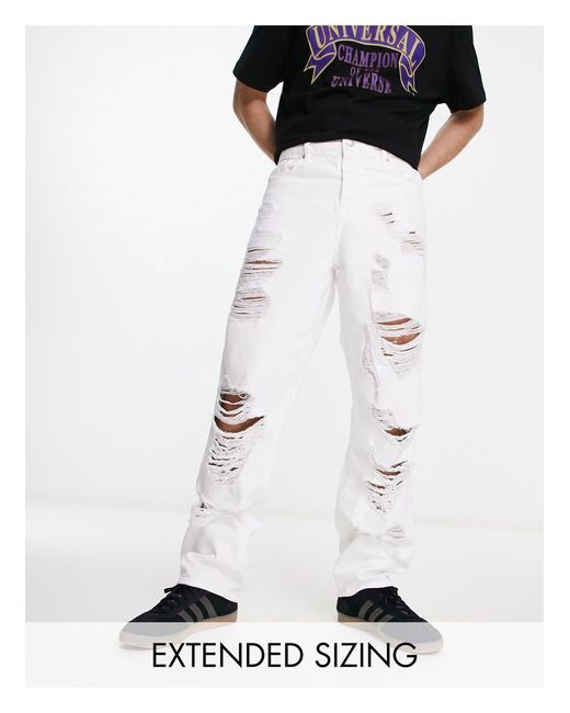 Jeans larghi strappati bianchi da Uomo di ASOS in Bianco | Lyst