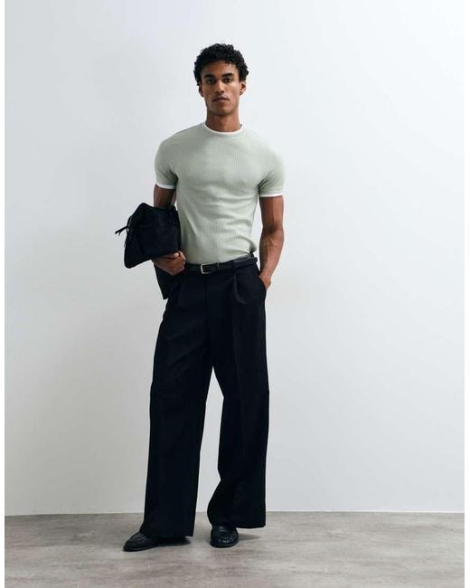 ASOS Gray Slim Fit T-Shirt With Double Layer for men
