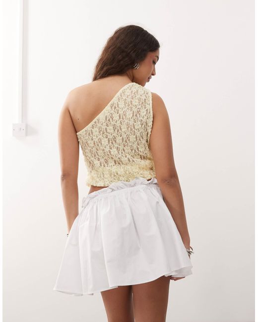 ASOS Poplin Low Rise Micro Mini Skirt in Natural | Lyst