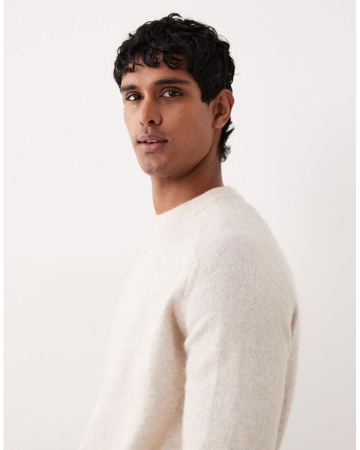 SELECTED White Boxy Alpaca Blend Sweater for men